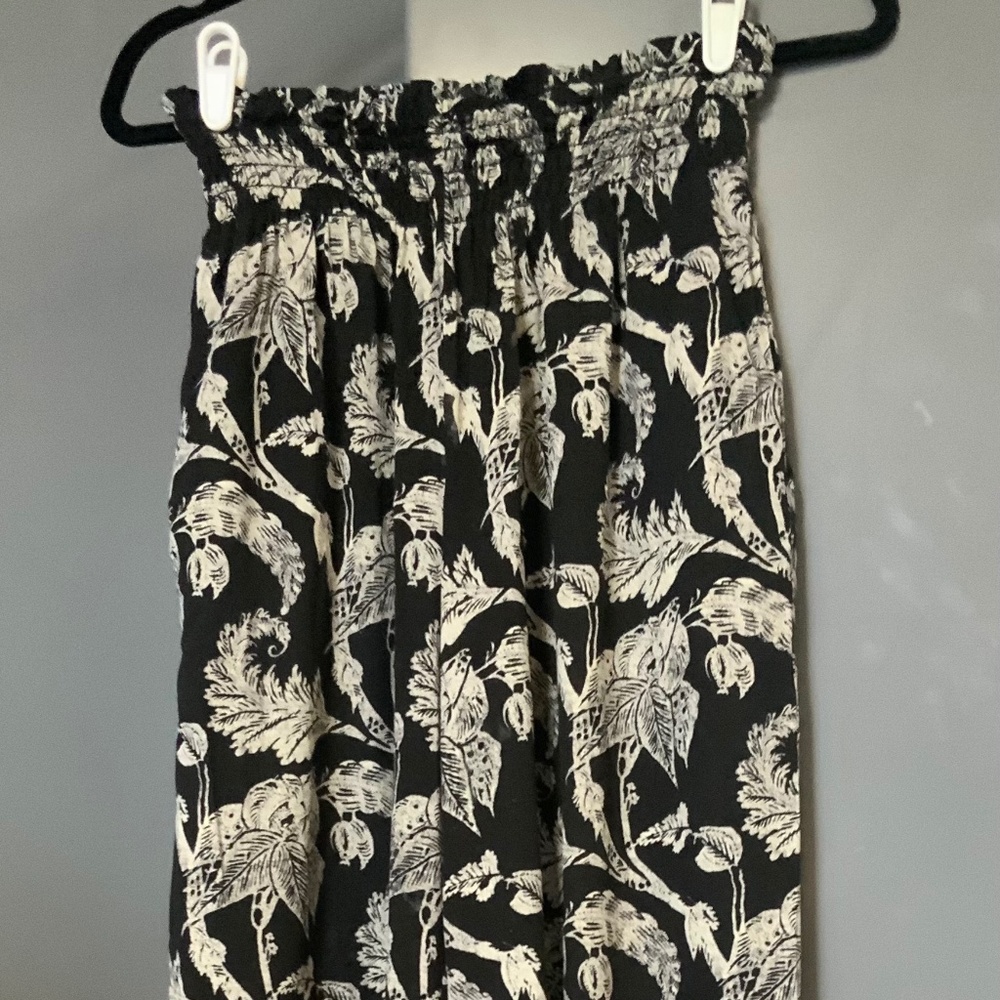 Peruvian Connection Palazzo Pants In Black/White Floral Print Sz M